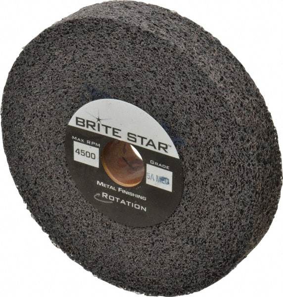 Brite Star - 6" Diam, 1" Face Width, 1" Center Hole, Medium Grade, Aluminum Oxide Deburring Wheel - Convolute, Soft Density 5 Grade, 6,000 RPM - Eagle Tool & Supply