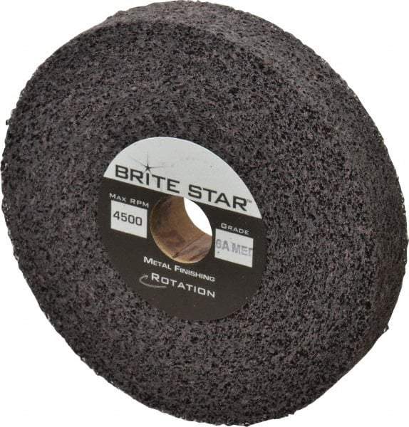 Brite Star - 6" Diam, 1" Face Width, 1" Center Hole, Medium Grade, Aluminum Oxide Deburring Wheel - Convolute, Medium Density 6 Grade, 6,000 RPM - Eagle Tool & Supply