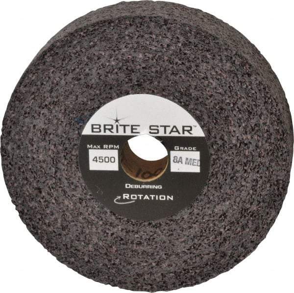 Brite Star - 6" Diam, 1-1/2" Face Width, 1" Center Hole, Medium Grade, Aluminum Oxide Deburring Wheel - Convolute, Hard Density 8 Grade, 4,500 RPM - Eagle Tool & Supply