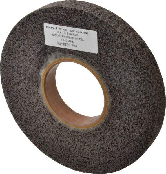 Brite Star - 8" Diam, 1" Face Width, 3" Center Hole, Medium Grade, Aluminum Oxide Deburring Wheel - Convolute, Medium Density 6 Grade, 4,500 RPM - Eagle Tool & Supply