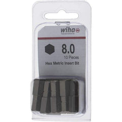 Wiha - 8mm Hex Screwdriver Bit - 1/4" Drive, 1" OAL - Eagle Tool & Supply