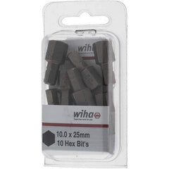 Wiha - 10mm Hex Screwdriver Bit - 1/4" Drive, 1" OAL - Eagle Tool & Supply