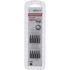 Wiha - 0.109" Hex Screwdriver Bit - 1/4" Drive, 1" OAL - Eagle Tool & Supply