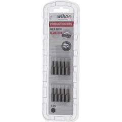 Wiha - 1/8" Hex Screwdriver Bit - 1/4" Drive, 1" OAL - Eagle Tool & Supply