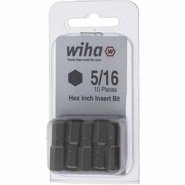 Wiha - 0.312" Hex Screwdriver Bit - 1/4" Drive, 1" OAL - Eagle Tool & Supply