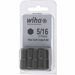 Wiha - 0.312" Hex Screwdriver Bit - 1/4" Drive, 1" OAL - Eagle Tool & Supply