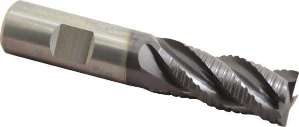 Guhring - 3/4" Diam, Coarse Pitch, 1-1/2" LOC, 4 Flute Solid Carbide Roughing Square End Mill - Nano-A Finish, 4" OAL, 3/4" Shank Diam, Single End, Centercutting - Eagle Tool & Supply