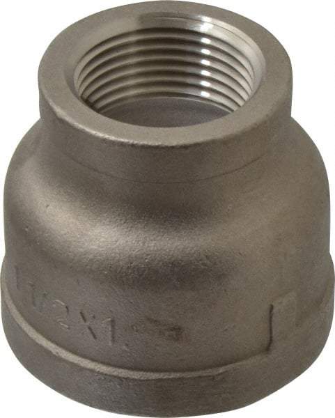 Merit Brass - 1-1/2 x 1" Grade 316 Stainless Steel Pipe Reducer Coupling - FNPT x FNPT End Connections, 150 psi - Eagle Tool & Supply