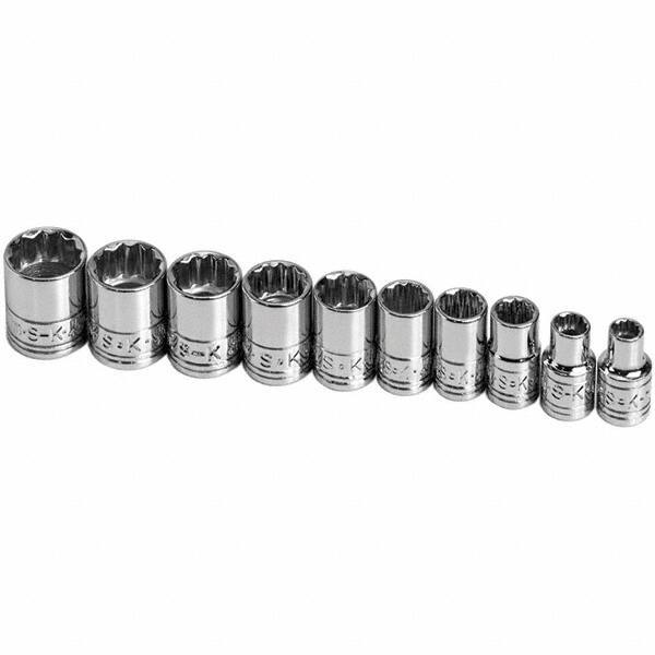 SK - 1/4" Drive Standard Socket Set - 5 to 14mm, Metric Measurement Standard - Eagle Tool & Supply