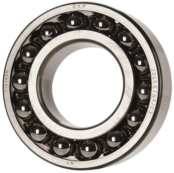 SKF - 40mm Bore Diam, 80mm OD, Open Self Aligning Radial Ball Bearing - 23mm Wide, 2 Rows, Round Bore, 2,250 Lb Static Capacity, 7,170 Lb Dynamic Capacity - Eagle Tool & Supply