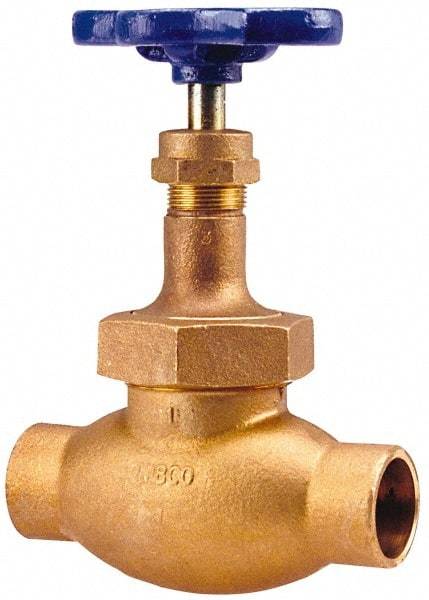 NIBCO - 1-1/2" Pipe, Soldered Ends, Bronze Integral Globe Valve - PTFE Disc, Union Bonnet, 300 psi WOG, 150 psi WSP, Class 150 - Eagle Tool & Supply