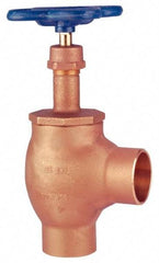NIBCO - 1-1/2" Pipe, Class 125, Soldered Bronze Renewable Angle Gate Valve - 200 WOG, 125 WSP, Screw-In Bonnet - Eagle Tool & Supply