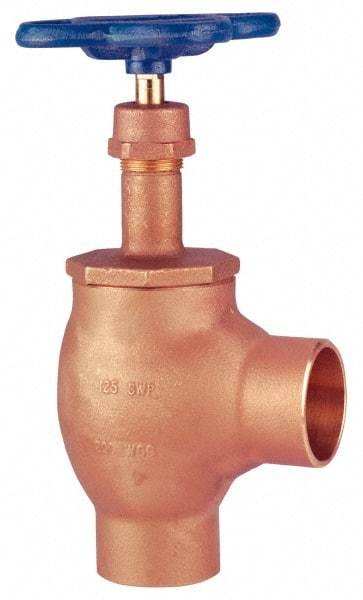NIBCO - 1/4" Pipe, Class 125, Soldered Bronze Renewable Angle Gate Valve - 200 WOG, 125 WSP, Screw-In Bonnet - Eagle Tool & Supply