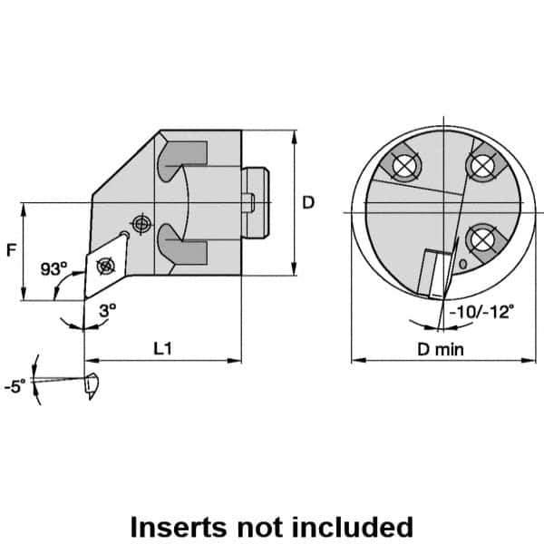 Kennametal - Left Hand Cut, 63mm Min Bore Diam, Size H50 Modular Boring Cutting Unit Head - Through Coolant, Compatible with DN.. - Eagle Tool & Supply