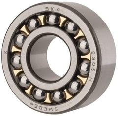 SKF - 25mm Bore Diam, 62mm OD, Open Self Aligning Radial Ball Bearing - 24mm Wide, 2 Rows, Round Bore, 1,470 Lb Static Capacity, 5,440 Lb Dynamic Capacity - Eagle Tool & Supply
