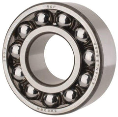 SKF - 40mm Bore Diam, 90mm OD, Open Self Aligning Radial Ball Bearing - 33mm Wide, 2 Rows, Round Bore, 3,600 Lb Static Capacity, 12,100 Lb Dynamic Capacity - Eagle Tool & Supply