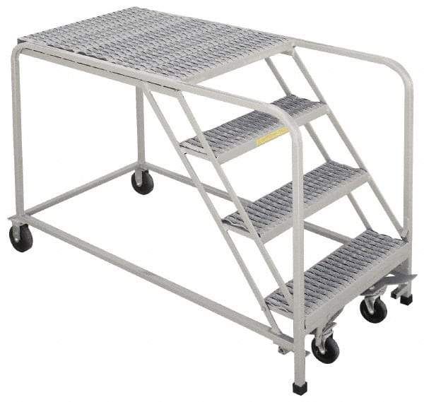 PW Platforms - 40" 4 Step Platform - Rolling Work Platform, 500 Lb Capacity, 40" Platform Height, 26" Base Width x 39" Base Depth, Perforated Tread - Eagle Tool & Supply