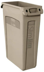 Rubbermaid - 23 Gal Beige Rectangle Trash Can - Polyethylene, 30" High x 22" Long x 11" Wide - Eagle Tool & Supply