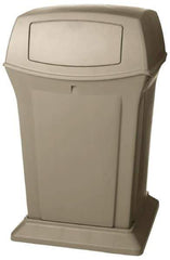 Rubbermaid - 45 Gal Beige Square Trash Can - Polyethylene, 41-1/2" High x 24-7/8" Long x 24-7/8" Wide - Eagle Tool & Supply