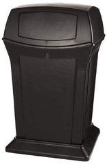 Rubbermaid - 45 Gal Black Square Trash Can - Polyethylene, 41-1/2" High x 24-7/8" Long x 24-7/8" Wide - Eagle Tool & Supply