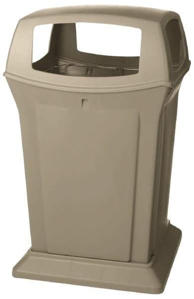 Rubbermaid - 45 Gal Beige Square Trash Can - Polyethylene, 41-1/2" High x 24-7/8" Long x 24-7/8" Wide - Eagle Tool & Supply