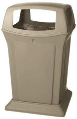 Rubbermaid - 45 Gal Beige Square Trash Can - Polyethylene, 41-1/2" High x 24-7/8" Long x 24-7/8" Wide - Eagle Tool & Supply