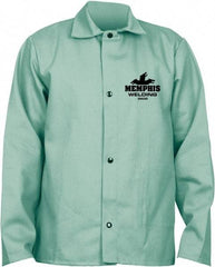 MCR Safety - Size 4XL Welding & Flame Resistant/Retardant Jacket - Green, Cotton, Snaps Closure - Eagle Tool & Supply