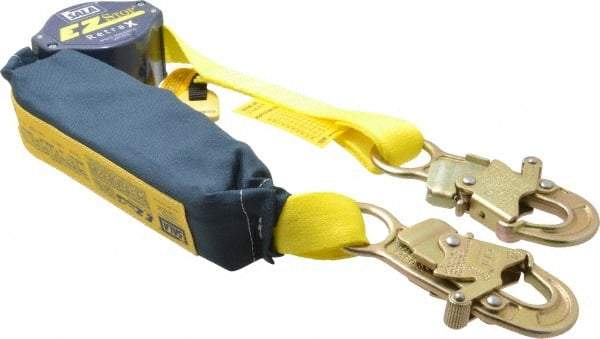 DBI/SALA - 6' Long, 310 Lb Capacity, Polyester Webbing Self-Retracting Lanyard - Yellow - Eagle Tool & Supply