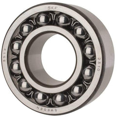 SKF - 50mm Bore Diam, 110mm OD, Open Self Aligning Radial Ball Bearing - 40mm Wide, 2 Rows, Round Bore, 4,500 Lb Static Capacity, 14,300 Lb Dynamic Capacity - Eagle Tool & Supply
