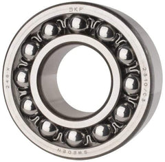 SKF - 50mm Bore Diam, 110mm OD, Open Self Aligning Radial Ball Bearing - 40mm Wide, 2 Rows, Round Bore, 4,500 Lb Static Capacity, 14,300 Lb Dynamic Capacity - Eagle Tool & Supply
