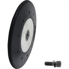 Dynabrade - 4" Diam x 1/2" Wide Contact Wheel Assembly - 1/4" Arbor Hole, Radiused, 70 Duro Rubber Face - Eagle Tool & Supply