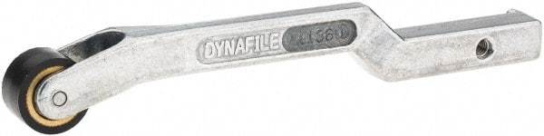 Dynabrade - 3/8" Wide Contact Arm - Offset Arm, 18" Belt Length x 1/2" Belt Width, Crowned, Rubber, 70" Contact Wheel Diam - Eagle Tool & Supply