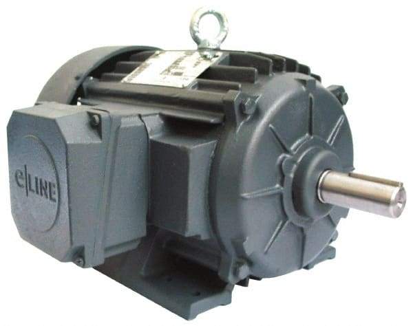 US Motors - 2 hp, TEFC Enclosure, No Thermal Protection, 3,505 RPM, 208-230/460 Volt, 60 Hz, Three Phase Energy Efficient Motor - Size 145 Frame, Rigid Mount, 1 Speed, Ball Bearings, 5.3-5.2/2.6 Full Load Amps, F Class Insulation, CCW Lead End - Eagle Tool & Supply