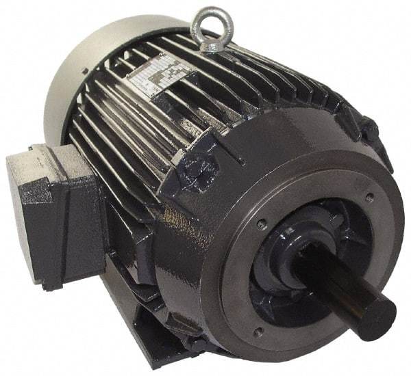 US Motors - 15 hp, TEFC Enclosure, No Thermal Protection, 3,540 RPM, 208-230/460 Volt, 60 Hz, Three Phase Energy Efficient Motor - Size 254 Frame, Rigid Mount, 1 Speed, Ball Bearings, 38.8-36.4/18.2 Full Load Amps, F Class Insulation, CCW Lead End - Eagle Tool & Supply