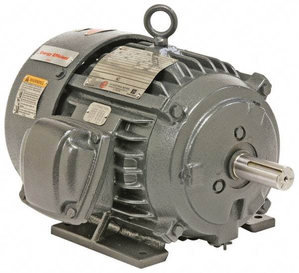 US Motors - 100 hp, TEFC Enclosure, No Thermal Protection, 1,785 RPM, 460 Volt, 60 Hz, Three Phase Energy Efficient Motor - Size 405 Frame, Rigid Mount, 1 Speed, Ball Bearings, 113 Full Load Amps, F Class Insulation, Reversible - Eagle Tool & Supply