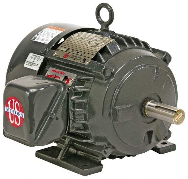 US Motors - 50 hp, TEFC Enclosure, No Thermal Protection, 1,775 RPM, 230/460 Volt, 60 Hz, Three Phase Premium Efficient Motor - Size 326 Frame, Rigid Mount, 1 Speed, Ball Bearings, 113/56 Full Load Amps, F Class Insulation, Reversible - Eagle Tool & Supply