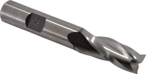 Made in USA - 0.5° Taper Angle per Side, 1/2" Small End Diam, 1-1/4" LOC, High Speed Steel 3 Flute Tapered Square End Mill - 3-1/4" OAL, 1/2" Shank Diam, Spiral Flute - Eagle Tool & Supply
