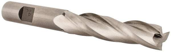 Made in USA - 0.5° Taper Angle per Side, 1/2" Small End Diam, 2-1/4" LOC, High Speed Steel 3 Flute Tapered Square End Mill - 4-1/4" OAL, 1/2" Shank Diam, Spiral Flute - Eagle Tool & Supply