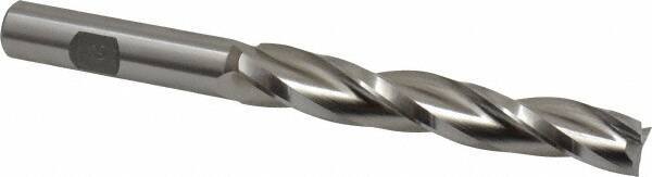 Made in USA - 0.5° Taper Angle per Side, 1/2" Small End Diam, 3-1/4" LOC, High Speed Steel 3 Flute Tapered Square End Mill - 5-1/2" OAL, 1/2" Shank Diam, Spiral Flute - Eagle Tool & Supply