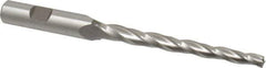 Made in USA - 1° Taper Angle per Side, 1/4" Small End Diam, 3-1/4" LOC, High Speed Steel 3 Flute Tapered Square End Mill - 5-1/2" OAL, 1/2" Shank Diam, Spiral Flute - Eagle Tool & Supply
