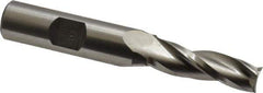 Made in USA - 1° Taper Angle per Side, 3/8" Small End Diam, 1-1/4" LOC, High Speed Steel 3 Flute Tapered Square End Mill - 3-1/4" OAL, 1/2" Shank Diam, Spiral Flute - Eagle Tool & Supply