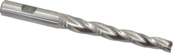 Made in USA - 1° Taper Angle per Side, 3/8" Small End Diam, 3-1/4" LOC, High Speed Steel 3 Flute Tapered Square End Mill - 5-1/2" OAL, 1/2" Shank Diam, Spiral Flute - Eagle Tool & Supply