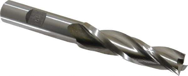 Made in USA - 1° Taper Angle per Side, 1/2" Small End Diam, 2-1/4" LOC, High Speed Steel 3 Flute Tapered Square End Mill - 4-1/4" OAL, 1/2" Shank Diam, Spiral Flute - Eagle Tool & Supply