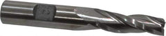 Made in USA - 2° Taper Angle per Side, 3/8" Small End Diam, 1-1/4" LOC, High Speed Steel 3 Flute Tapered Square End Mill - 3-1/4" OAL, 1/2" Shank Diam, Spiral Flute - Eagle Tool & Supply