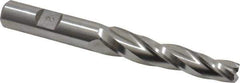 Made in USA - 2° Taper Angle per Side, 3/8" Small End Diam, 2-1/4" LOC, High Speed Steel 3 Flute Tapered Square End Mill - 4-1/4" OAL, 1/2" Shank Diam, Spiral Flute - Eagle Tool & Supply