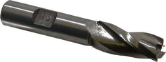 Made in USA - 2° Taper Angle per Side, 1/2" Small End Diam, 1-1/4" LOC, High Speed Steel 3 Flute Tapered Square End Mill - 3-1/8" OAL, 1/2" Shank Diam, Spiral Flute - Eagle Tool & Supply