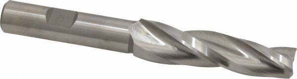 Made in USA - 2° Taper Angle per Side, 1/2" Small End Diam, 2-1/4" LOC, High Speed Steel 3 Flute Tapered Square End Mill - 4-1/4" OAL, 1/2" Shank Diam, Spiral Flute - Eagle Tool & Supply