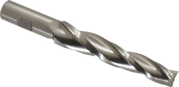 Made in USA - 2° Taper Angle per Side, 5/8" Small End Diam, 4-1/4" LOC, High Speed Steel 3 Flute Tapered Square End Mill - 6-1/2" OAL, 3/4" Shank Diam, Spiral Flute - Eagle Tool & Supply