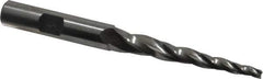 Made in USA - 3° Taper Angle per Side, 1/8" Small End Diam, 2" LOC, High Speed Steel 3 Flute Tapered Square End Mill - 3-3/4" OAL, 3/8" Shank Diam, Spiral Flute - Eagle Tool & Supply