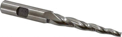 Made in USA - 3° Taper Angle per Side, 3/16" Small End Diam, 2-1/2" LOC, High Speed Steel 3 Flute Tapered Square End Mill - 4-1/2" OAL, 1/2" Shank Diam, Spiral Flute - Eagle Tool & Supply